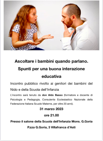 Ascoltare i bambini quando parlano"- Incontro pubblico con i genitori