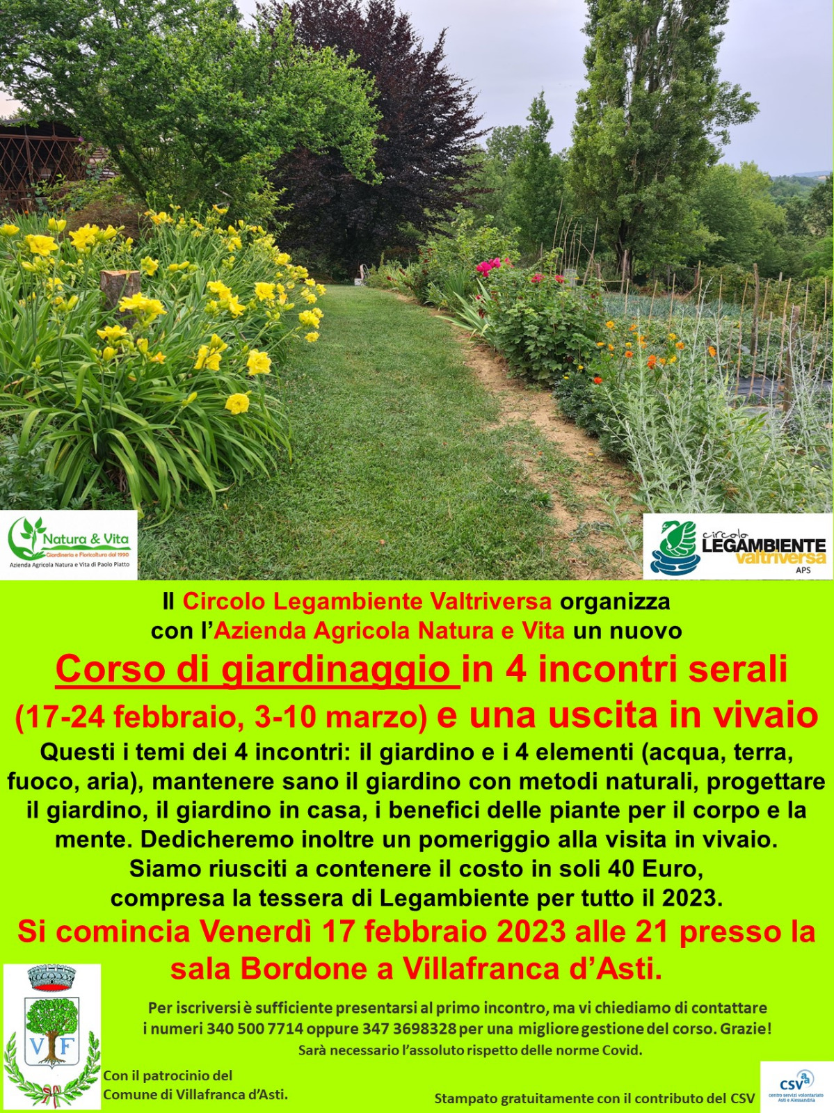 Corso di giardinaggio - 4  incontri serali